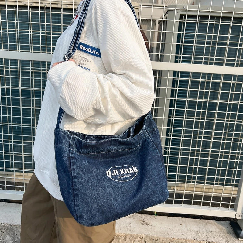 醇龙  男女通用多色牛仔布斜挎包 学生上课通勤百搭轻便单肩手提包