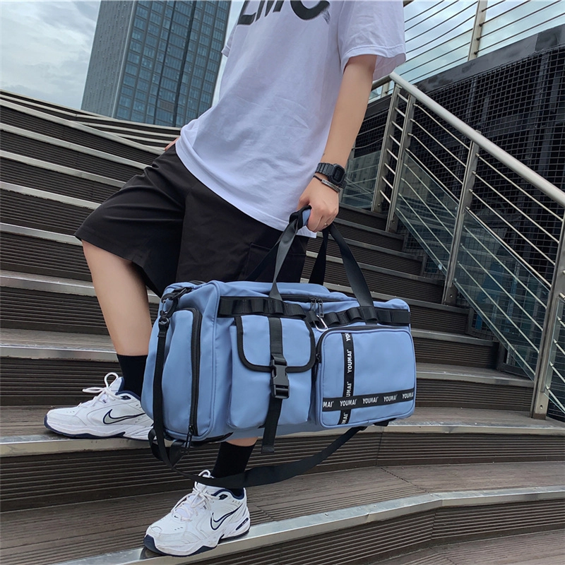 醇龙 多功能干湿分离简约短途旅游时尚百搭 尼龙 旅行包 男女同款情侣款 黑/粉/黄/绿/卡其/牛仔蓝