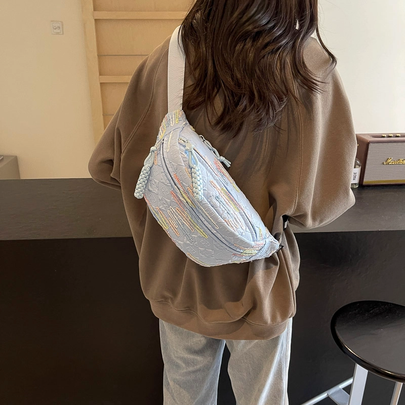 醇龙 高颜值简约时尚 尼龙布 胸包 男女同款情侣款 米白/蓝/粉/咖/黑