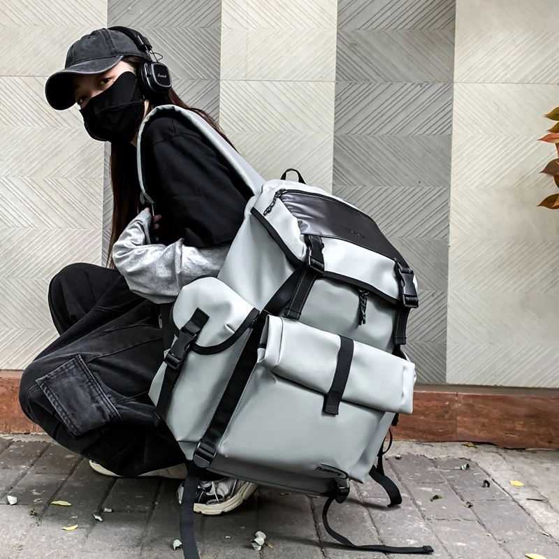 茵初 潮流简约时尚百搭 牛津布 背包双肩包 男女同款情侣款 黑色/白色/灰色