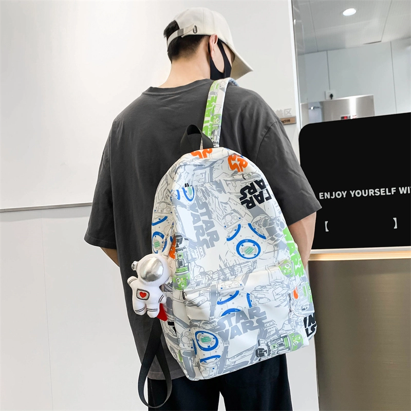 醇龙 百搭简约 大容量  卡通个性涂鸦 大学生背包 尼龙  双肩包 情侣 男女通用多色