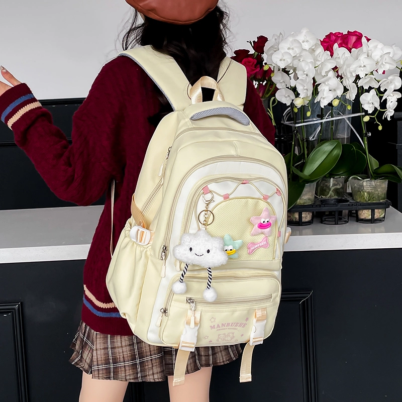 醇龙 可爱高中生初中生学生女大学生休闲旅游轻便电脑背包 帆布 双肩包 常规 女款 多色