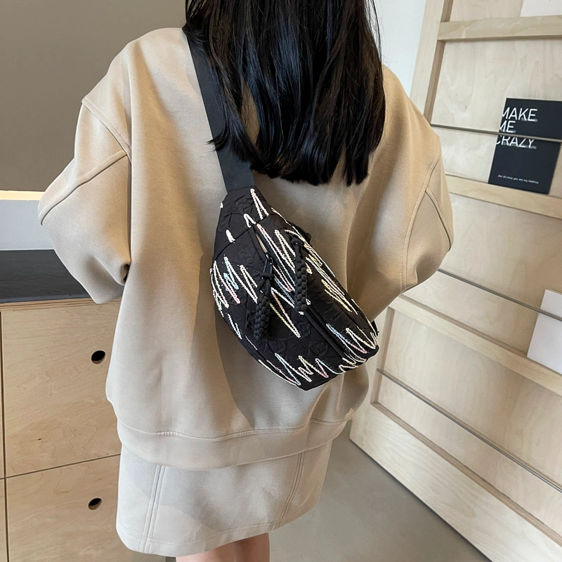 醇龙 高颜值简约时尚 尼龙布 胸包 男女同款情侣款 米白/蓝/粉/咖/黑