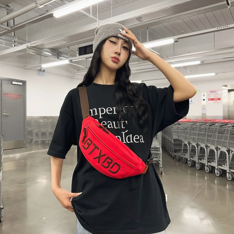 醇龙 简约百搭 尼龙布 胸包 常规 男女同款情侣款 黑/白/灰/红/桔