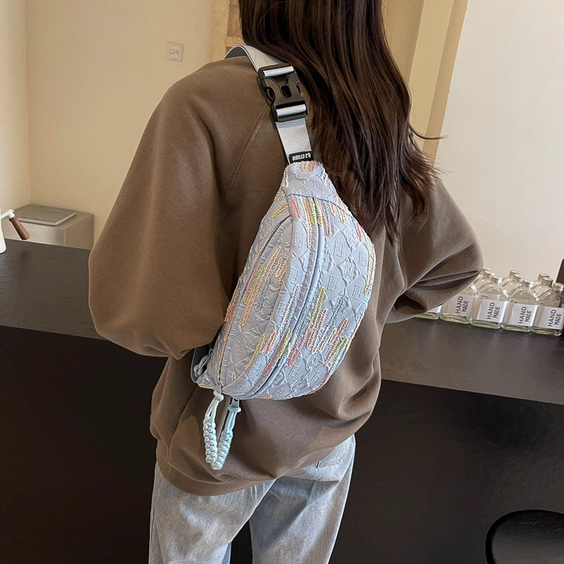 醇龙 高颜值简约时尚 尼龙布 胸包 男女同款情侣款 米白/蓝/粉/咖/黑