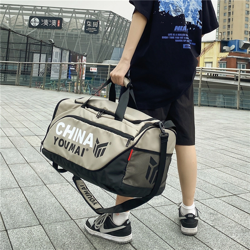 醇龙 小众休闲简约多功能短途旅游时尚百搭 尼龙 旅行包 男女同款情侣款 粉/玫红/卡其/黄/黑/绿
