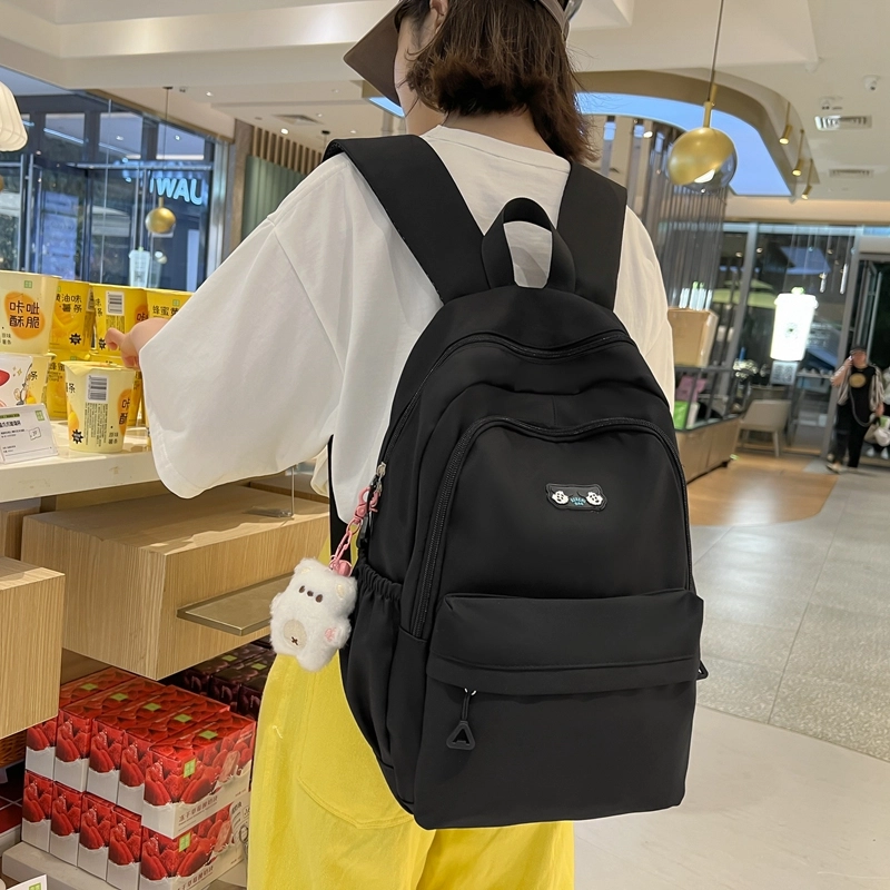 醇龙  尼龙男女通用百搭日系韩版双肩包大容量纯色 多色