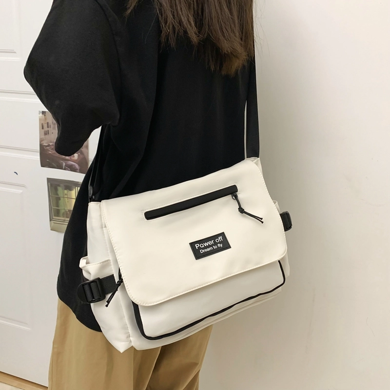 醇龙 时尚休闲简约百搭 尼龙 单肩斜挎包 常规 男女同款情侣款 黑色/蓝色/纯白/白配黑