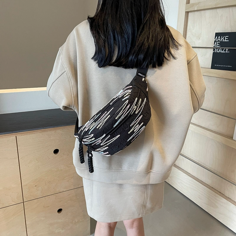 醇龙 高颜值简约时尚 尼龙布 胸包 男女同款情侣款 米白/蓝/粉/咖/黑
