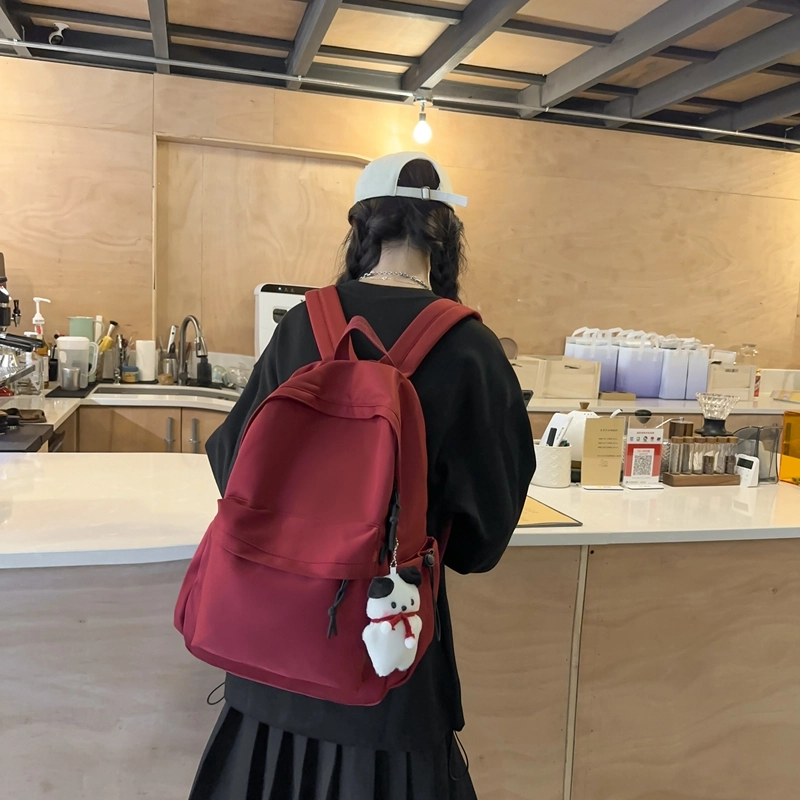 醇龙 大容量纯色休闲 尼龙 双肩包 常规 男女同款情侣款 黑色/白色/红色/蓝色