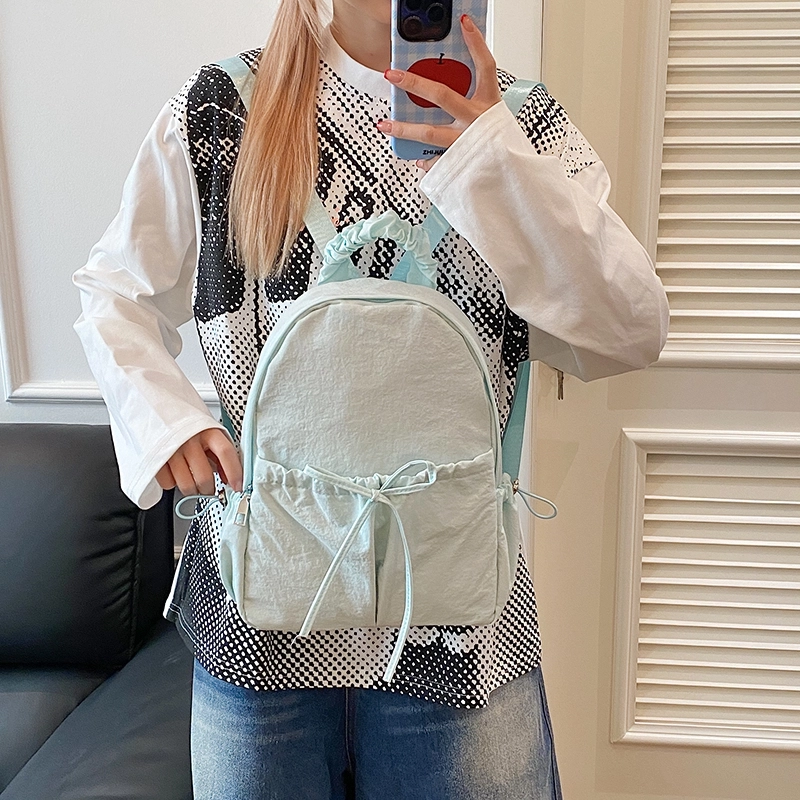 醇龙 时尚简约纯色百搭高级感 尼龙 双肩包 女款 多色