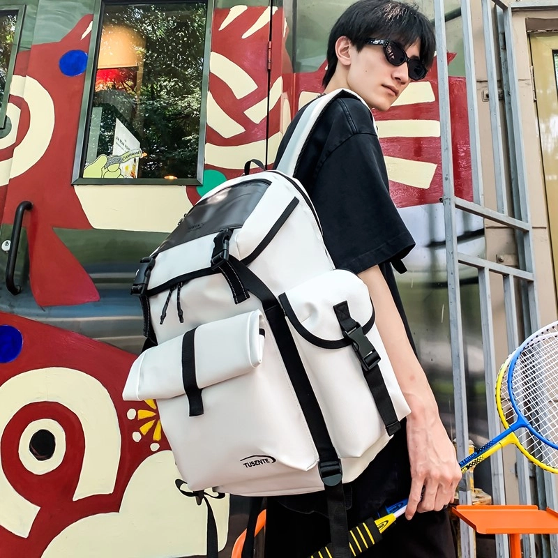茵初 潮流简约时尚百搭 牛津布 背包双肩包 男女同款情侣款 黑色/白色/灰色