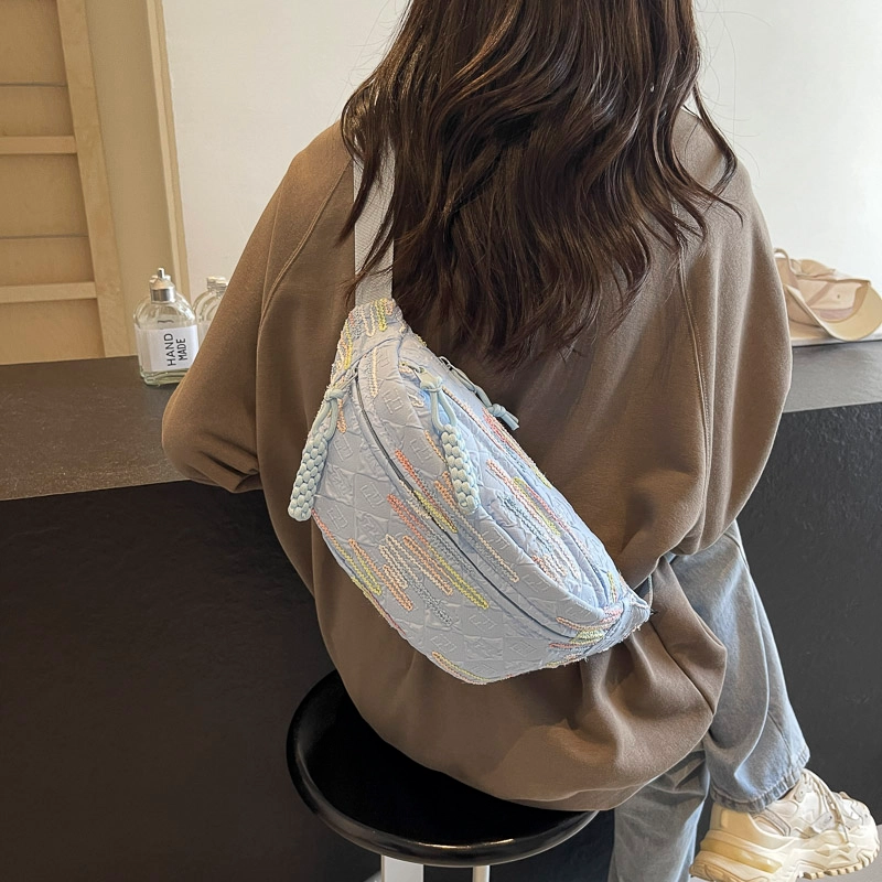 醇龙 高颜值简约时尚 尼龙布 胸包 男女同款情侣款 米白/蓝/粉/咖/黑