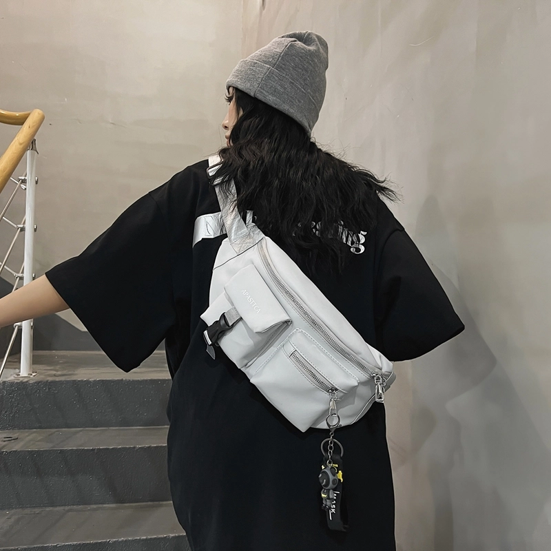 醇龙  尼龙男女通用黑色白色胸包单肩包休闲腰包时尚小包斜挎背包