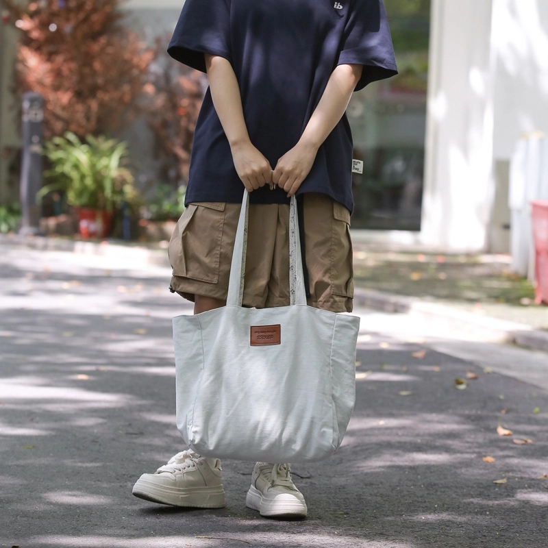 醇龙 简约百搭时尚 帆布 帆布包单肩包 女款 白/浅蓝