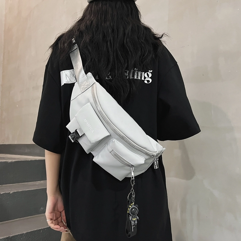 醇龙  尼龙男女通用黑色白色胸包单肩包休闲腰包时尚小包斜挎背包