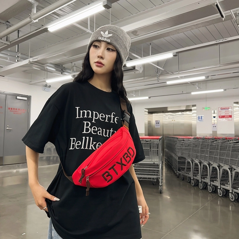 醇龙 简约百搭 尼龙布 胸包 常规 男女同款情侣款 黑/白/灰/红/桔