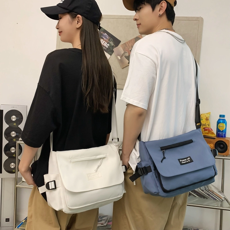 醇龙 时尚休闲简约百搭 尼龙 单肩斜挎包 常规 男女同款情侣款 黑色/蓝色/纯白/白配黑