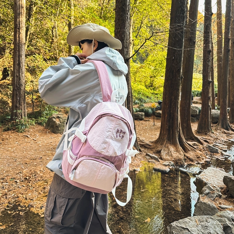 醇龙 港风运动休闲百搭书包轻便学生大容量登山超轻旅游背包 尼龙 双肩包 女款 多色