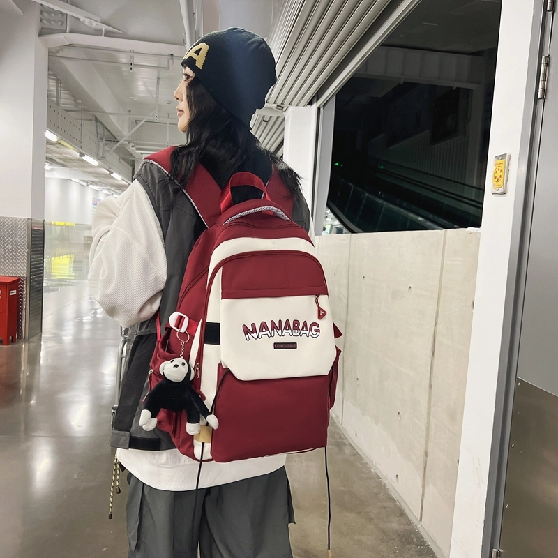 醇龙  尼龙男女通用多色双肩包简约耐脏撞色学生大容量耐磨旅行包