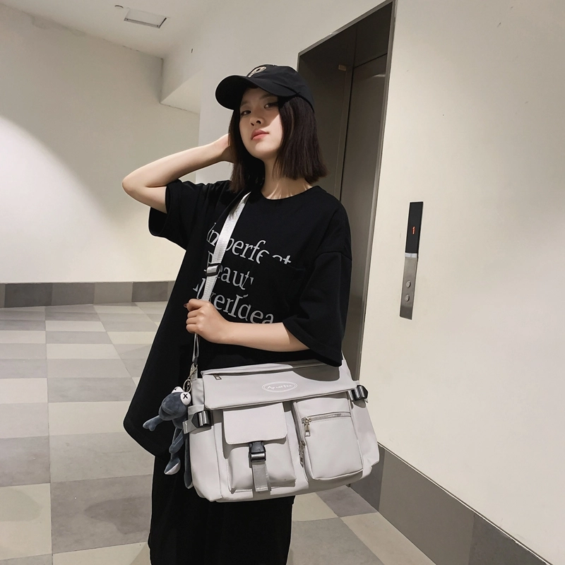 醇龙 学生补课书包手提挎包单肩包斜挎包 尼龙 男女通用 黑色/浅灰色