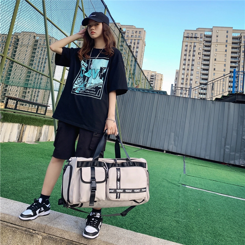 醇龙 多功能干湿分离简约短途旅游时尚百搭 尼龙 旅行包 男女同款情侣款 黑/粉/黄/绿/卡其/牛仔蓝