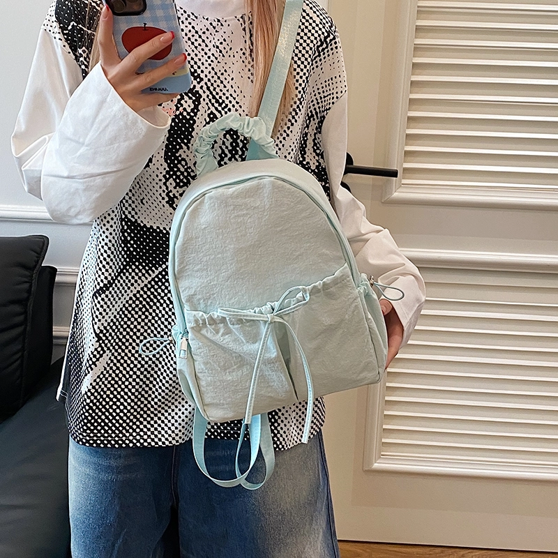 醇龙 时尚简约纯色百搭高级感 尼龙 双肩包 女款 多色