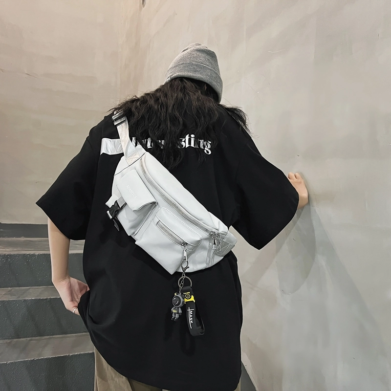 醇龙  尼龙男女通用黑色白色胸包单肩包休闲腰包时尚小包斜挎背包