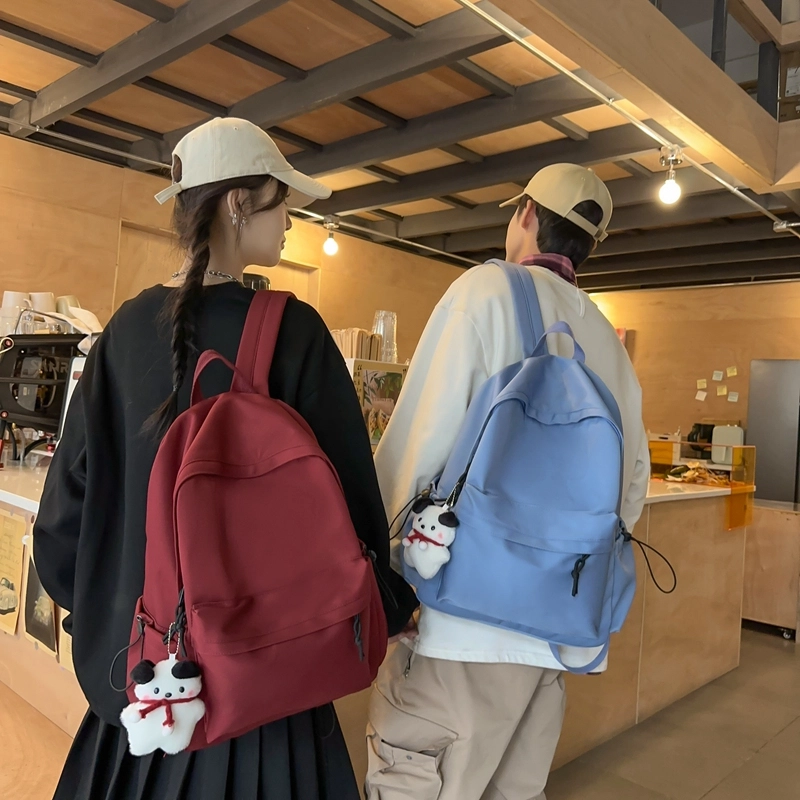 醇龙 大容量纯色休闲 尼龙 双肩包 常规 男女同款情侣款 黑色/白色/红色/蓝色