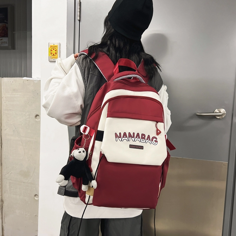 醇龙  尼龙男女通用多色双肩包简约耐脏撞色学生大容量耐磨旅行包