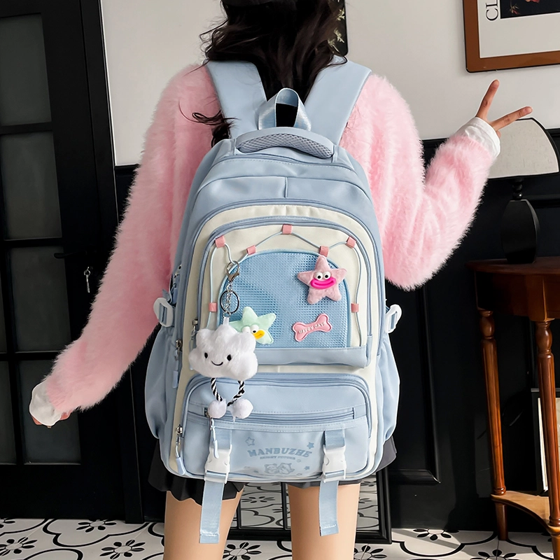 醇龙 可爱高中生初中生学生女大学生休闲旅游轻便电脑背包 帆布 双肩包 常规 女款 多色