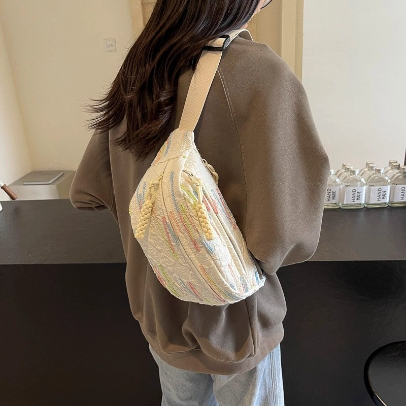 醇龙 高颜值简约时尚 尼龙布 胸包 男女同款情侣款 米白/蓝/粉/咖/黑
