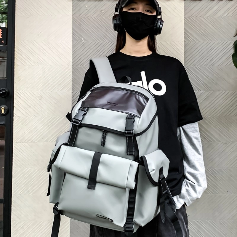 茵初 潮流简约时尚百搭 牛津布 背包双肩包 男女同款情侣款 黑色/白色/灰色