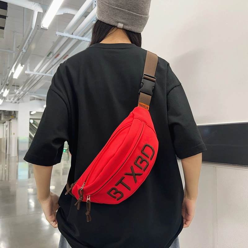 醇龙 简约百搭 尼龙布 胸包 常规 男女同款情侣款 黑/白/灰/红/桔