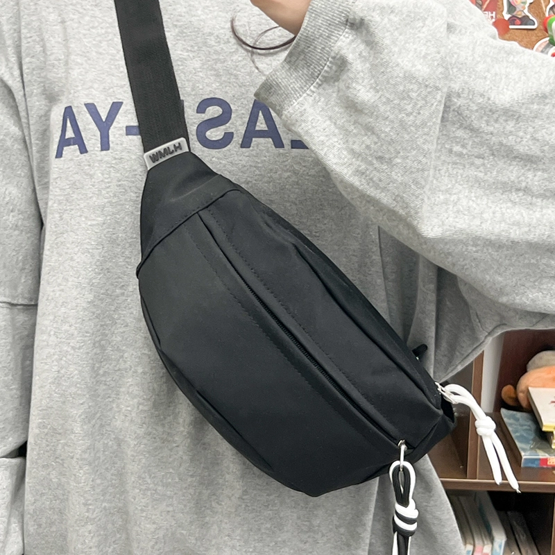 醇龙 运动潮流纯色 尼龙 单肩包腰包小挎包斜挎包胸包 男女同款情侣款 黄/绿/白/黑/粉