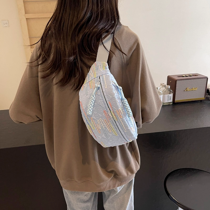 醇龙 高颜值简约时尚 尼龙布 胸包 男女同款情侣款 米白/蓝/粉/咖/黑