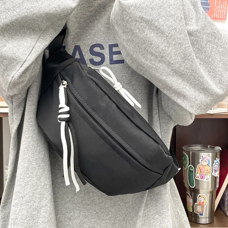 醇龙 运动潮流纯色 尼龙 单肩包腰包小挎包斜挎包胸包 男女同款情侣款 黄/绿/白/黑/粉