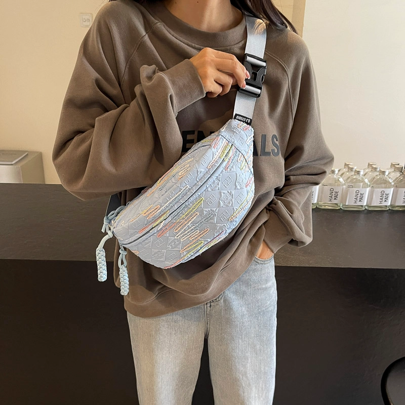 醇龙 高颜值简约时尚 尼龙布 胸包 男女同款情侣款 米白/蓝/粉/咖/黑