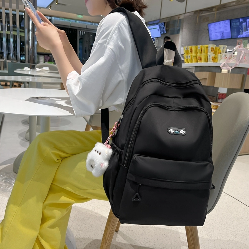 醇龙  尼龙男女通用百搭日系韩版双肩包大容量纯色 多色
