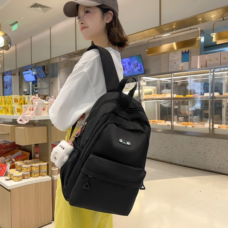醇龙  尼龙男女通用百搭日系韩版双肩包大容量纯色 多色