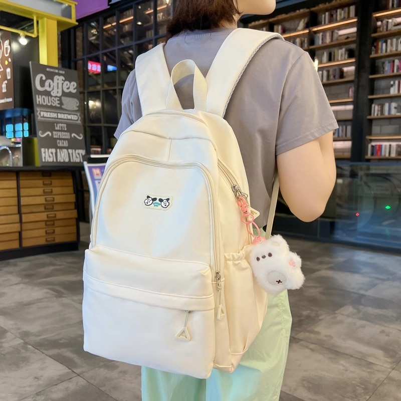 醇龙  尼龙男女通用百搭日系韩版双肩包大容量纯色 多色
