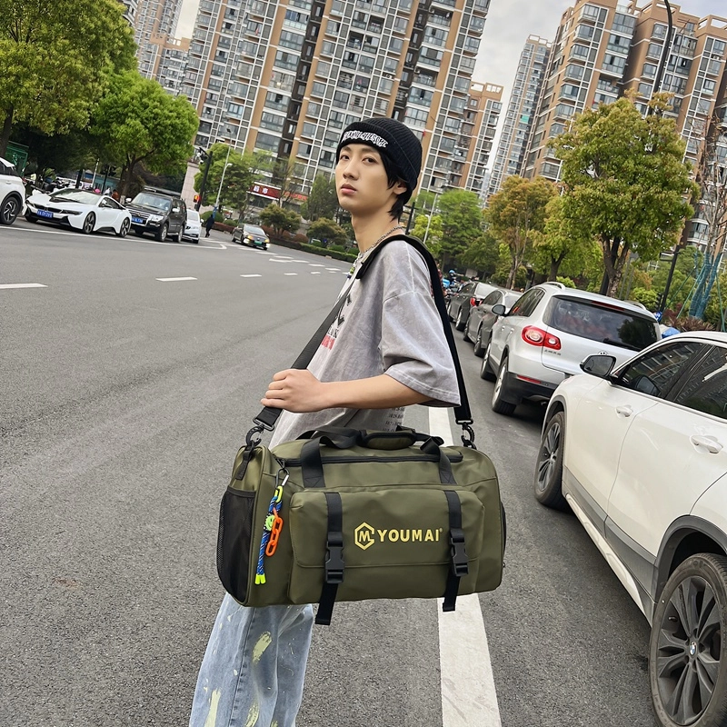 醇龙 大容量 轻便时尚 干湿分离 简约纯色 尼龙 单肩斜挎旅行包 常规 男女同款情侣款 黑/青绿/黄/粉/军绿/卡其