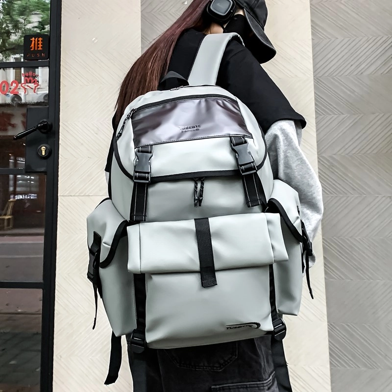 茵初 潮流简约时尚百搭 牛津布 背包双肩包 男女同款情侣款 黑色/白色/灰色