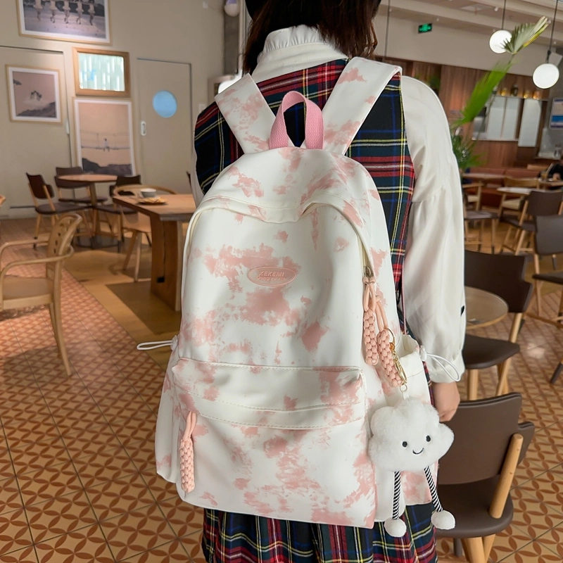 醇龙  尼龙男女通用大容量学生双肩包百搭日系扎染 多色
