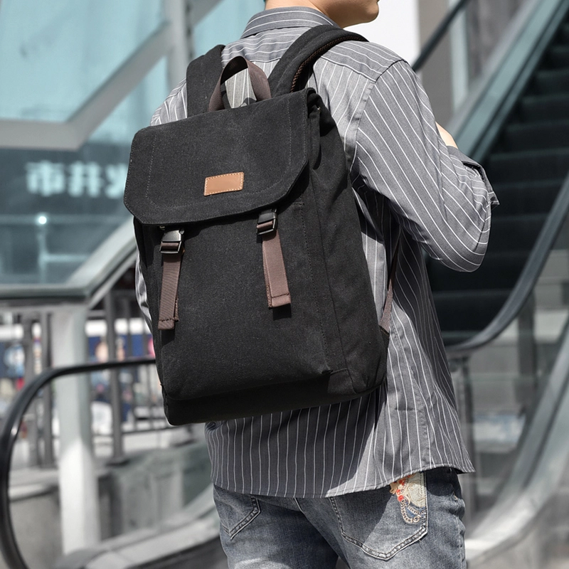 醇龙 大容量日系外出旅行学生 双肩包 男女同款情侣款 帆布 多色