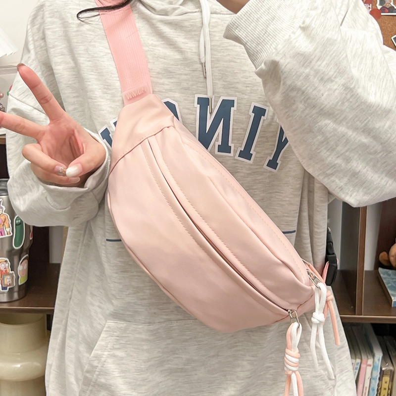 醇龙 运动潮流纯色 尼龙 单肩包腰包小挎包斜挎包胸包 男女同款情侣款 黄/绿/白/黑/粉
