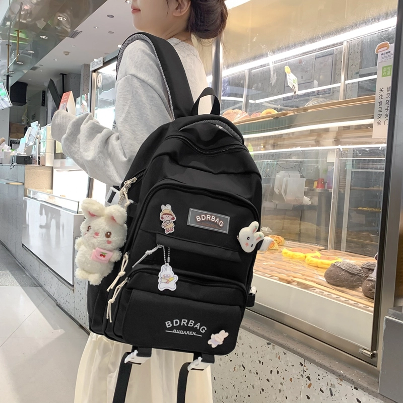 醇龙 书包女生小学生初中生高中生背包大学生补课包轻便双肩包 尼龙 组合装 男女同款情侣款 多色