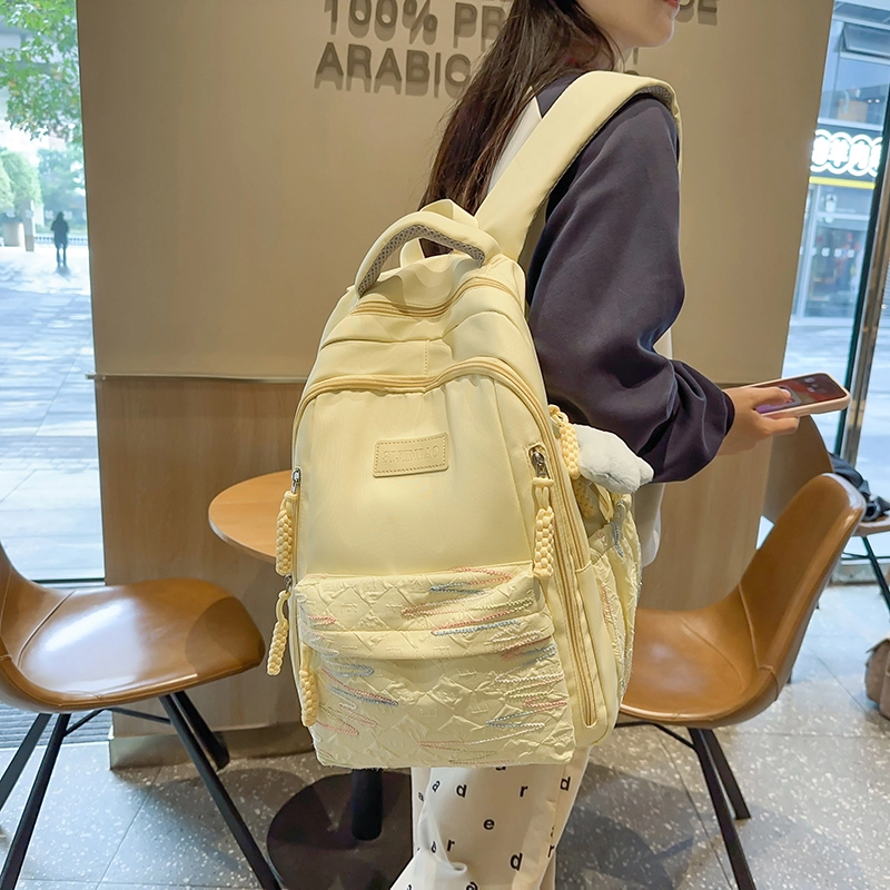 醇龙 韩版简约潮初高中学生书包大容量轻便背包 尼龙 双肩包 女款 多色