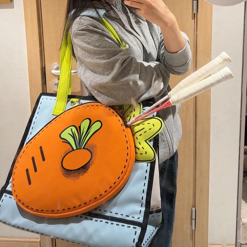 醇龙 小众设计可爱萝卜羽毛球网球拍包便携 聚酯纤维 托特包单肩包 女款 蓝色