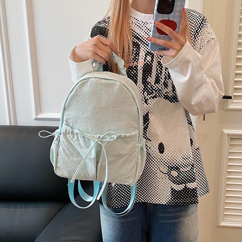 醇龙 时尚简约纯色百搭高级感 尼龙 双肩包 女款 多色